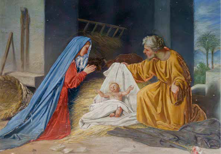 Kerstkaart heilige familie santa maria in trastevere rome