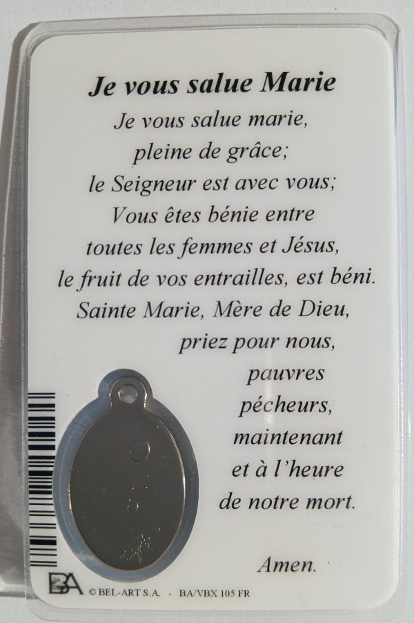 Carte de prière Marie avec médaille - Image 2