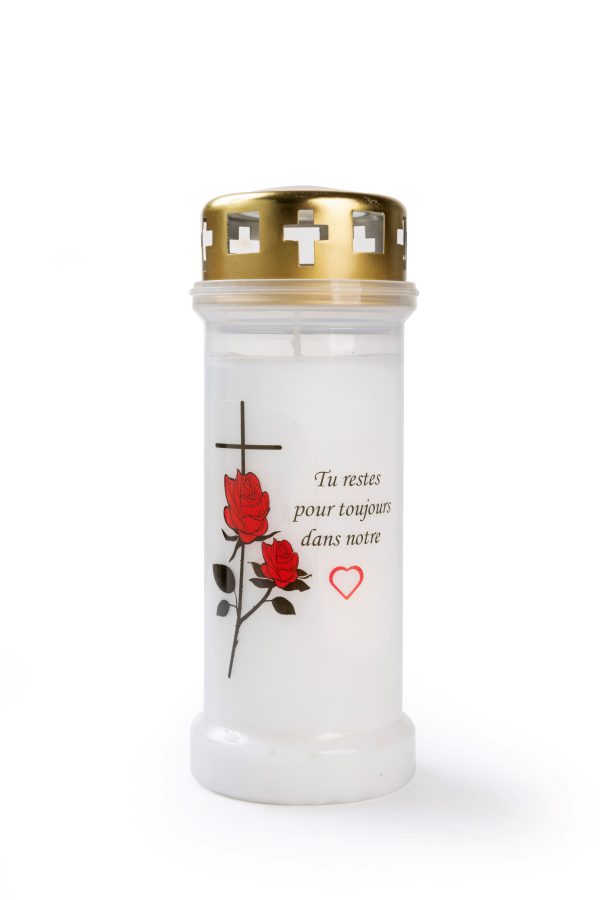 Lampe funéraire « Tu restes pour toujours dans notre cœur » (brûleur 6 jours)