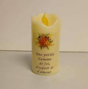 Cierge LED 'Une petite flamme de foi, d’espoir et d'amour'