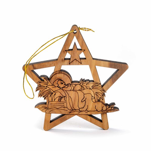 Pendentif de Noël en bois d’olivier Enfant Jésus